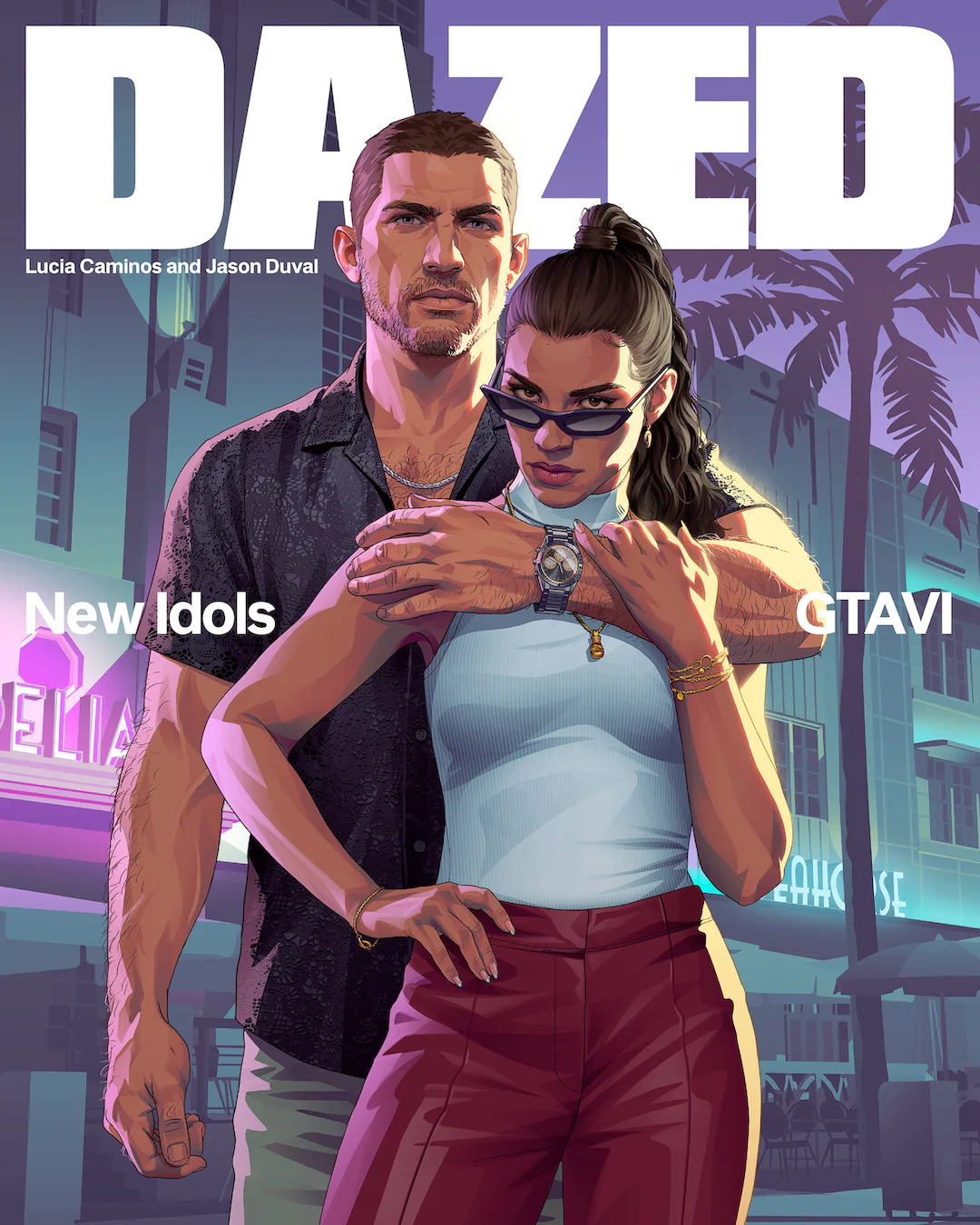 La couverture du magazine Dazed consacrée à Lucia Caminos et Jason Duval, sous le titre New Idols.