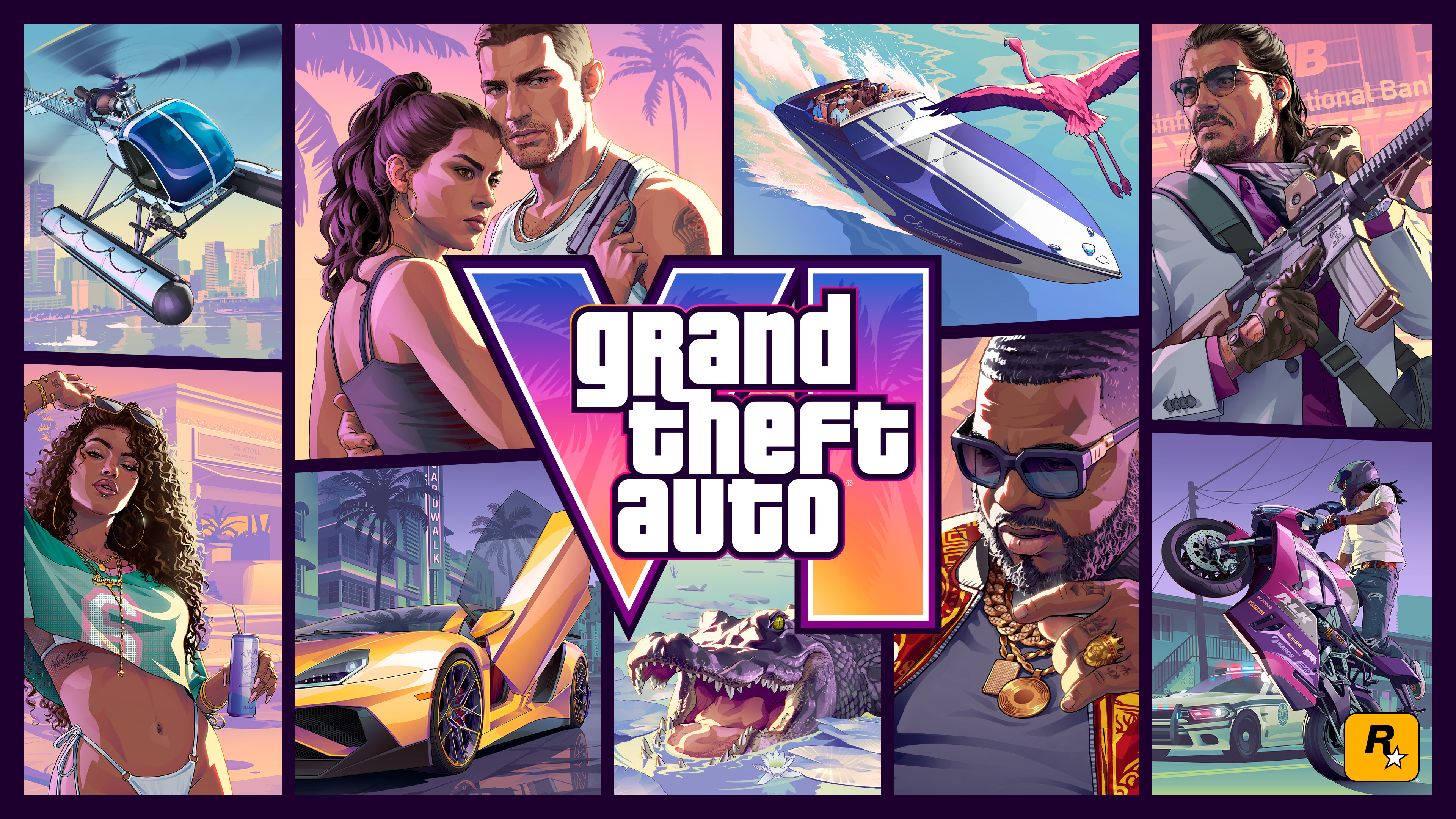 Official GTA 6 cover art featuring the Lucia Caminos and Jason Duval duo