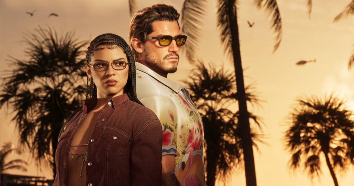 Jason et Lucia dos à dos au coucher de soleil, visuel de l'Édition Ultimate de GTA 6.